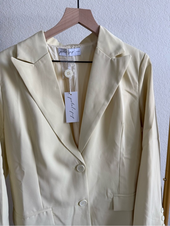 Petal & Pup Jackets & Blazers - Petal & Pup Light Yellow Single-Breasted Blazer